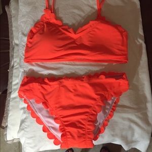 Hot orange bikini with bra padding